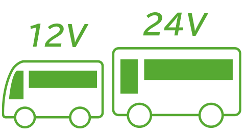 12Vと24Vのバスの画像